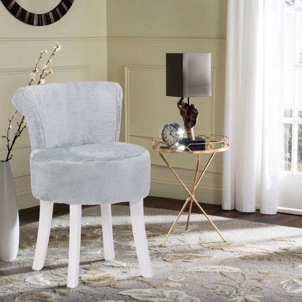 Modern Plush Upholstered Dressing Table Chair with White Legs