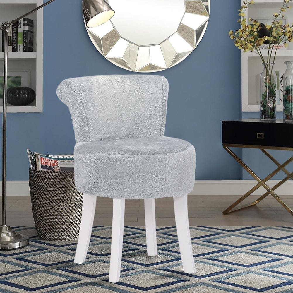 Modern Plush Upholstered Dressing Table Chair with White Legs