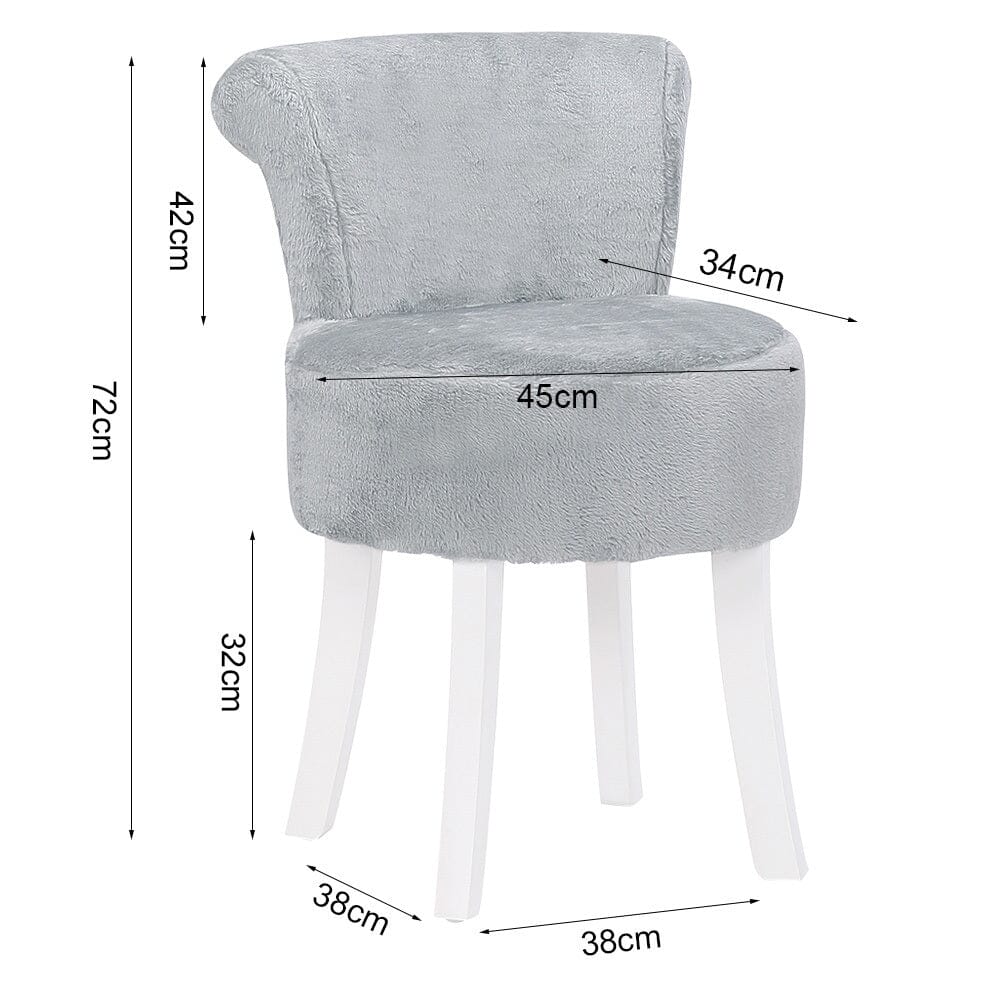 Modern Plush Upholstered Dressing Table Chair with White Legs