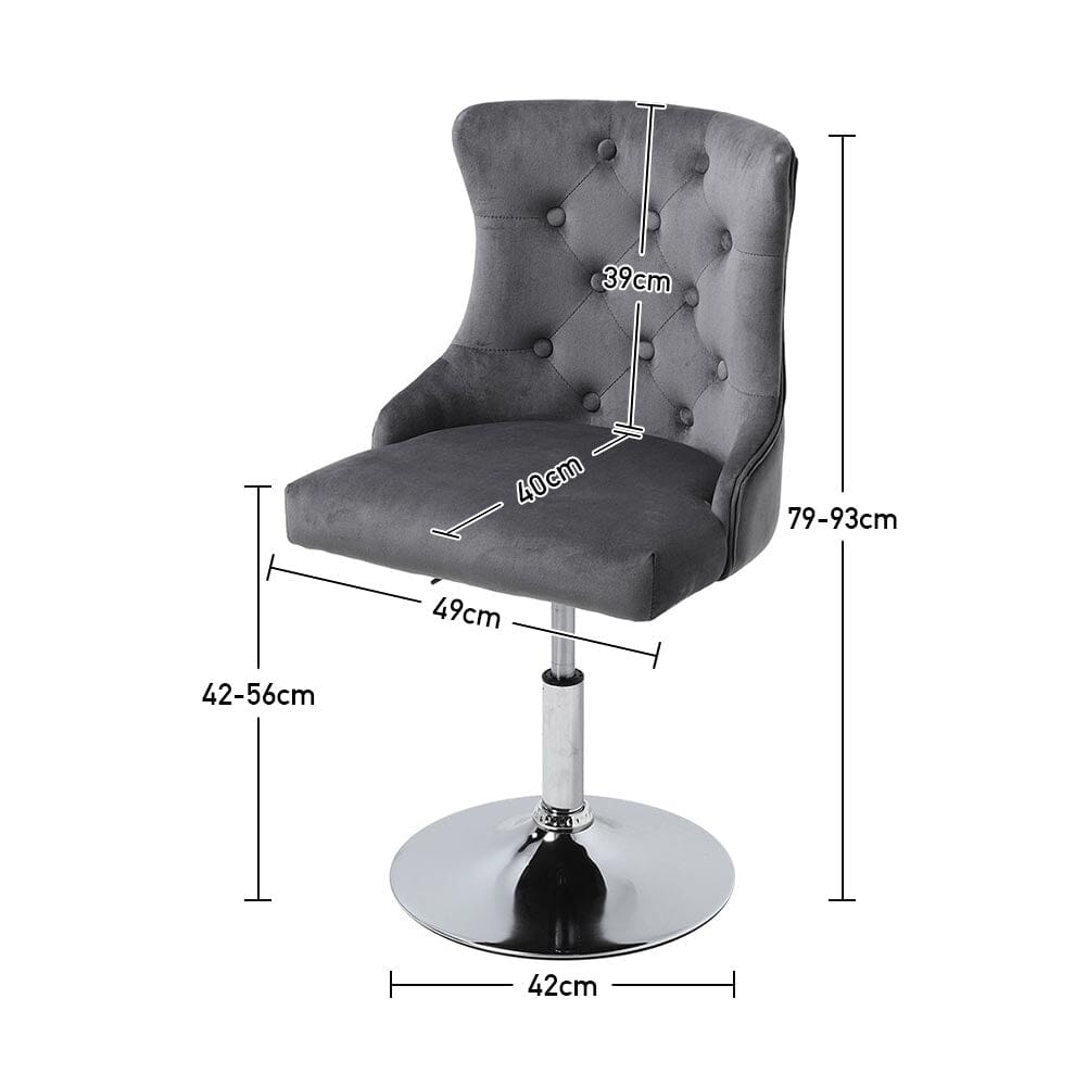 Swivel Velvet Barstool with Ajustable Lift Height