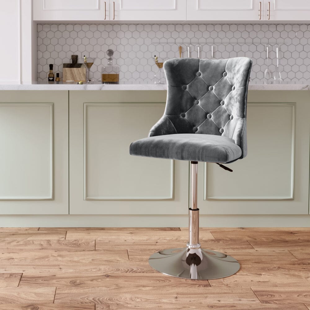 Swivel Velvet Barstool with Ajustable Lift Height