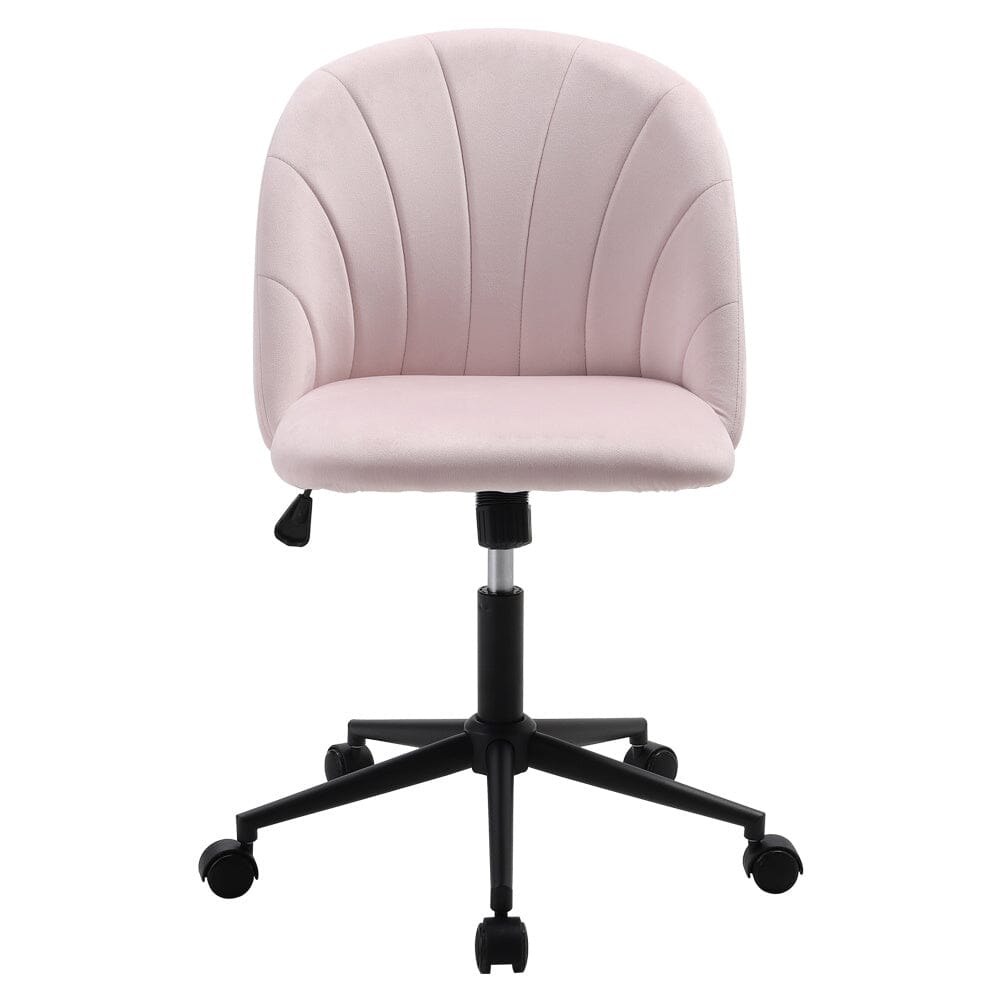 Pink Velvet Adjustable Office Chair with Rolling Wheels