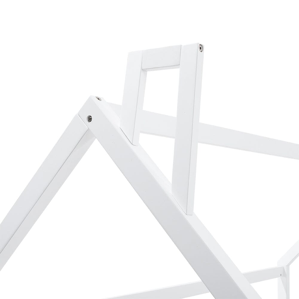 Solid Wooden House Bed Frame Low Toddler Bed with Fence and Roof