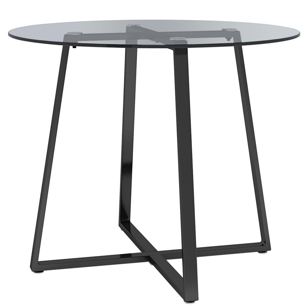 Round Dining Table 90cm Metal Based Glass Coffee Table
