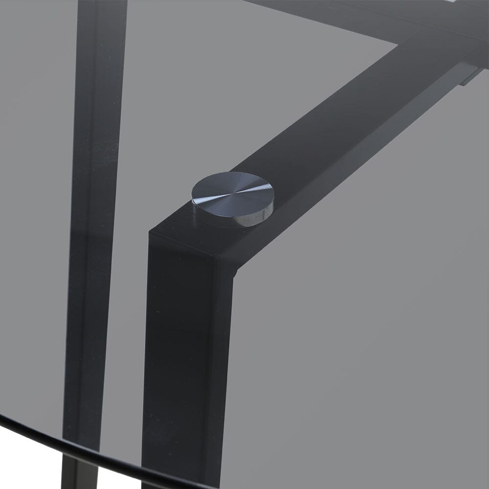 Round Dining Table 90cm Metal Based Glass Coffee Table