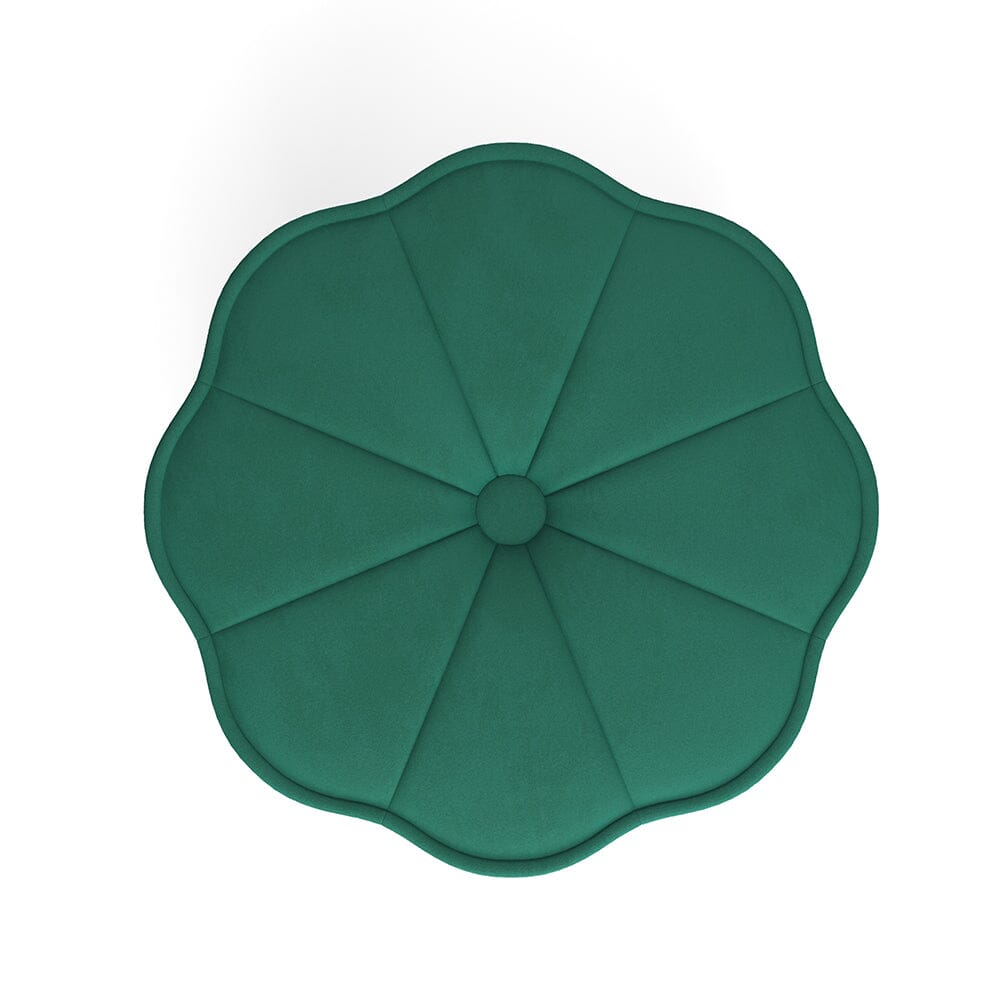 Round Petal Velvet Storage Ottoman Footstool with Lift-off Lid