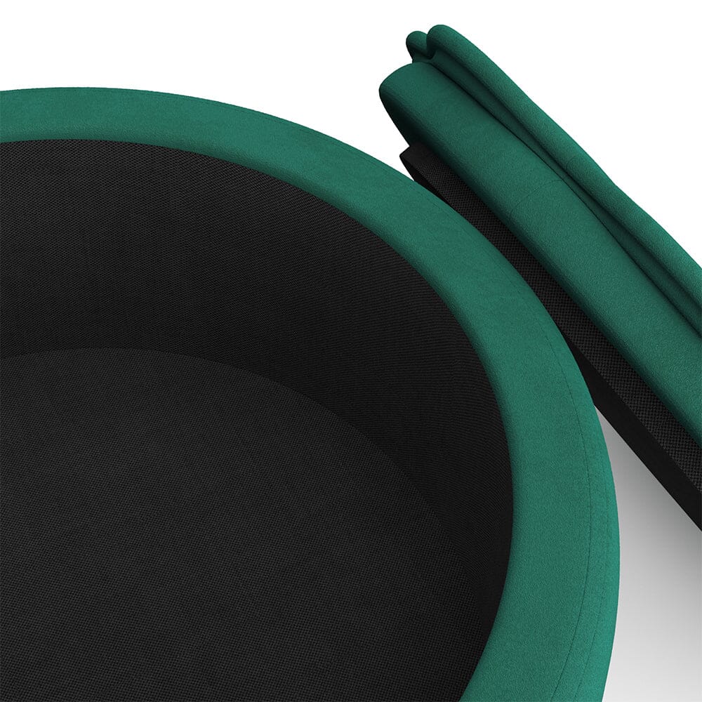 Round Petal Velvet Storage Ottoman Footstool with Lift-off Lid