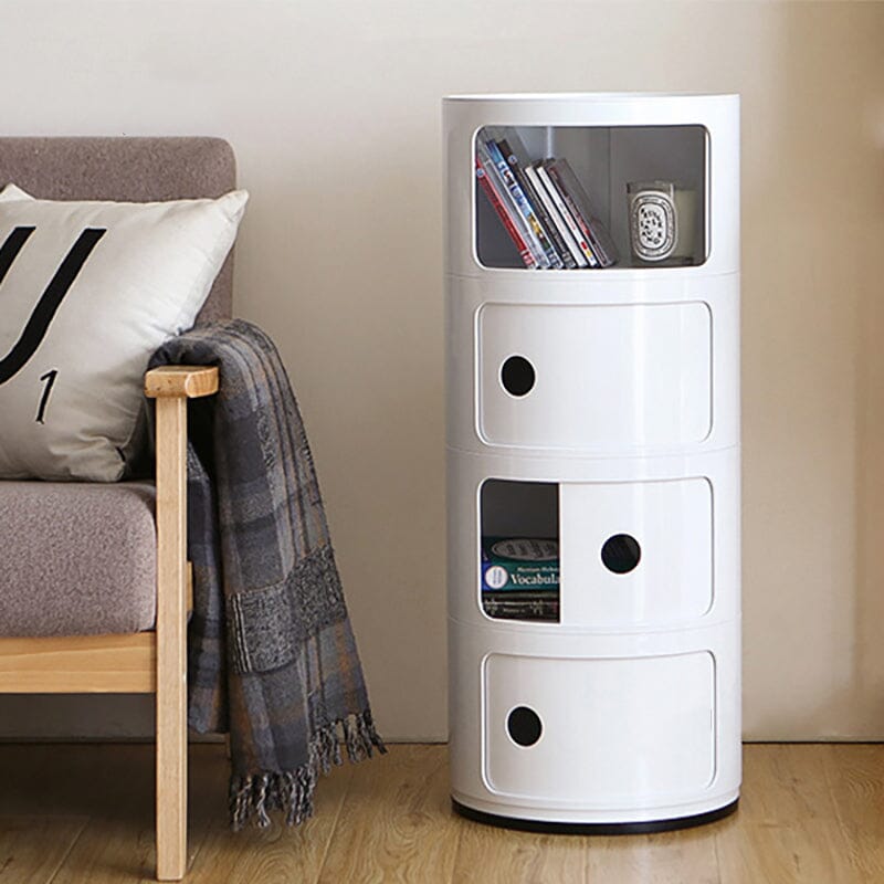 76cm Height Cylindrical 4-Tier Plastic Storage Drawer Unit