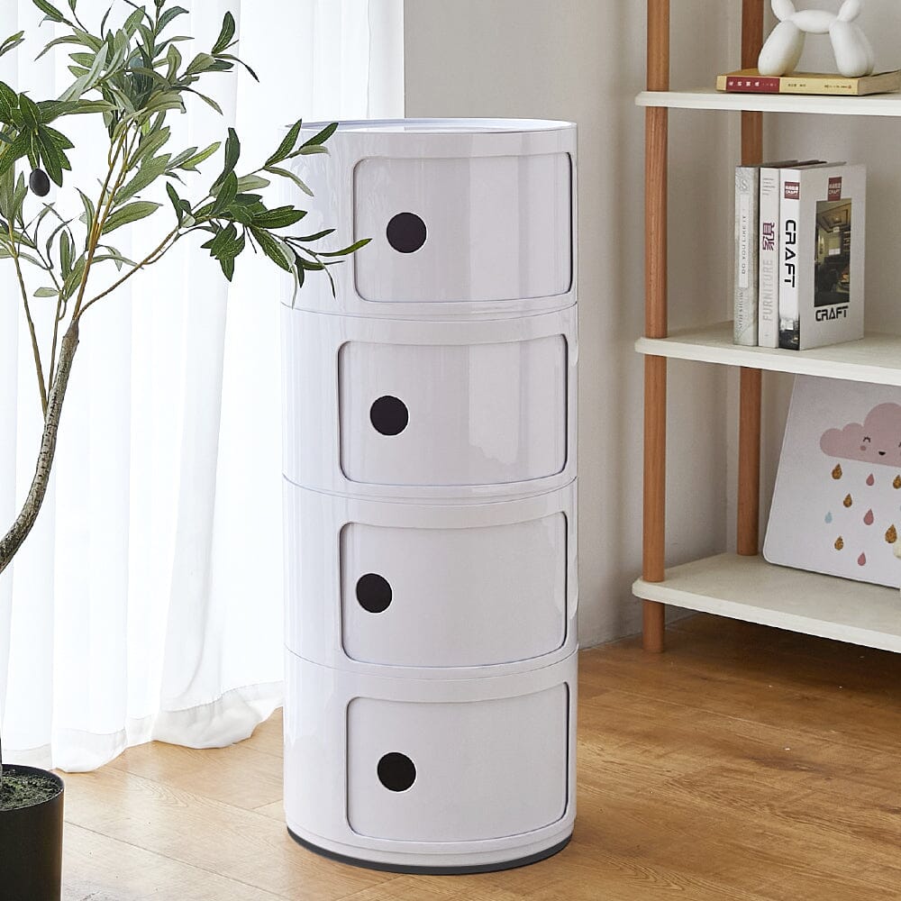 76cm Height Cylindrical 4-Tier Plastic Storage Drawer Unit