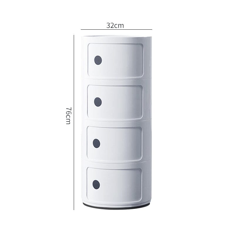 76cm Height Cylindrical 4-Tier Plastic Storage Drawer Unit