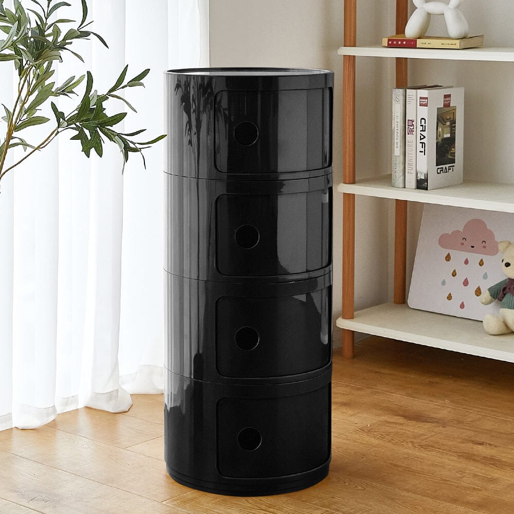 76cm Height Cylindrical 4-Tier Plastic Storage Drawer Unit