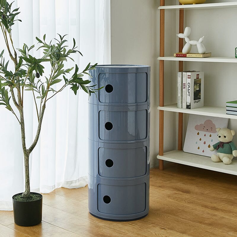 76cm Height Cylindrical 4-Tier Plastic Storage Drawer Unit