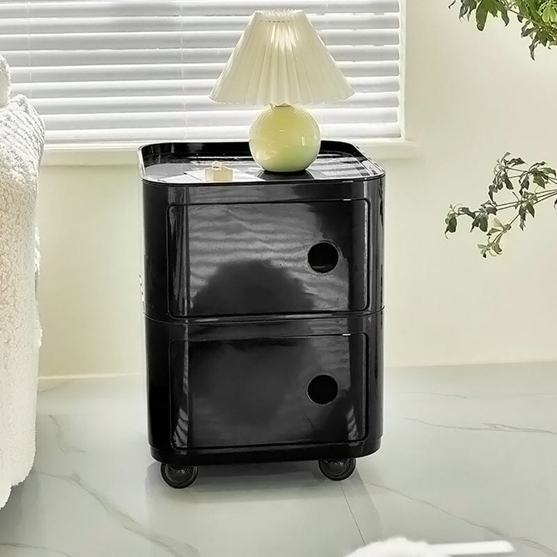 Square 2-Tier Plastic Storage Drawer Unit with Wheels