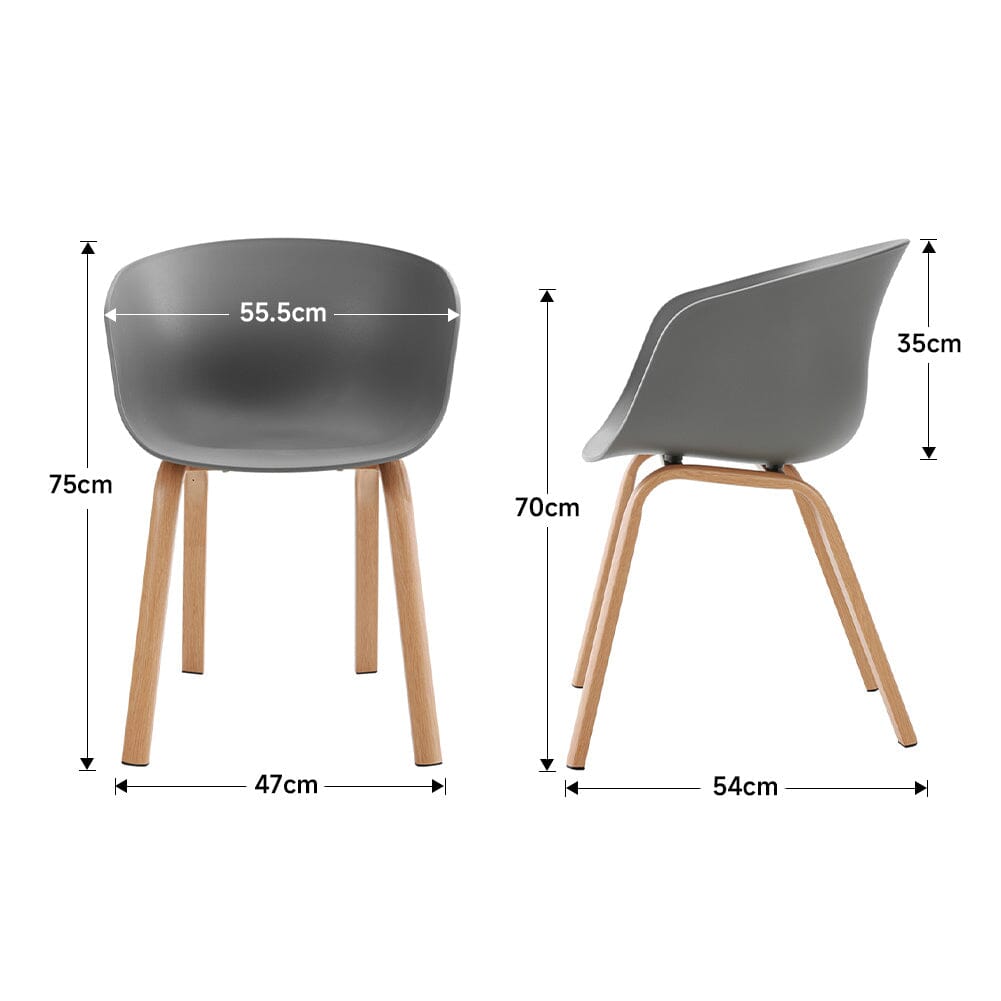 Modern Gray Plastic Chair with Heat Transfer-Printed Legs, Set of Four