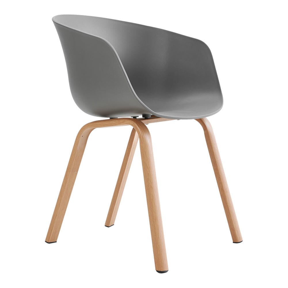 Modern Gray Plastic Chair with Heat Transfer-Printed Legs, Set of Four