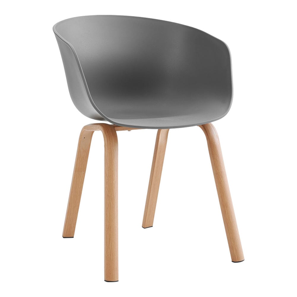 Modern Gray Plastic Chair with Heat Transfer-Printed Legs, Set of Four