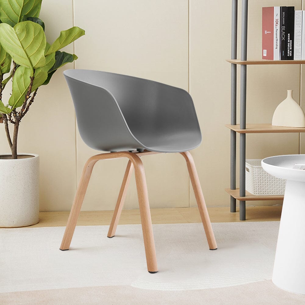 Modern Gray Plastic Chair with Heat Transfer-Printed Legs, Set of Four