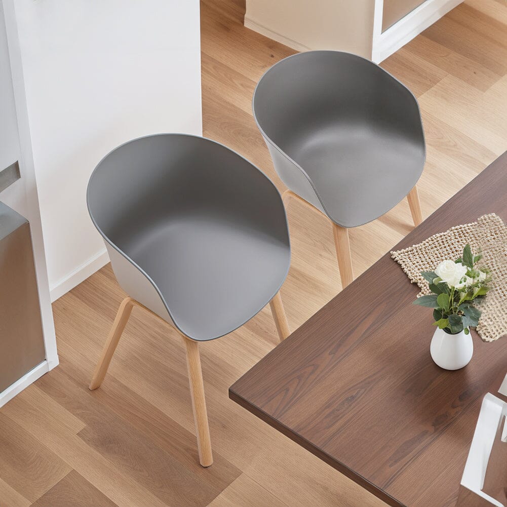 Modern Gray Plastic Chair with Heat Transfer-Printed Legs, Set of Four