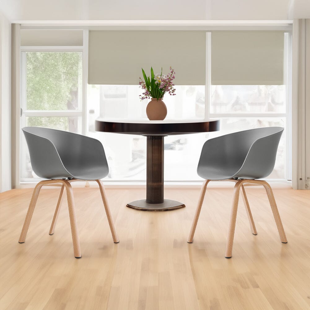 Modern Gray Plastic Chair with Heat Transfer-Printed Legs, Set of Four