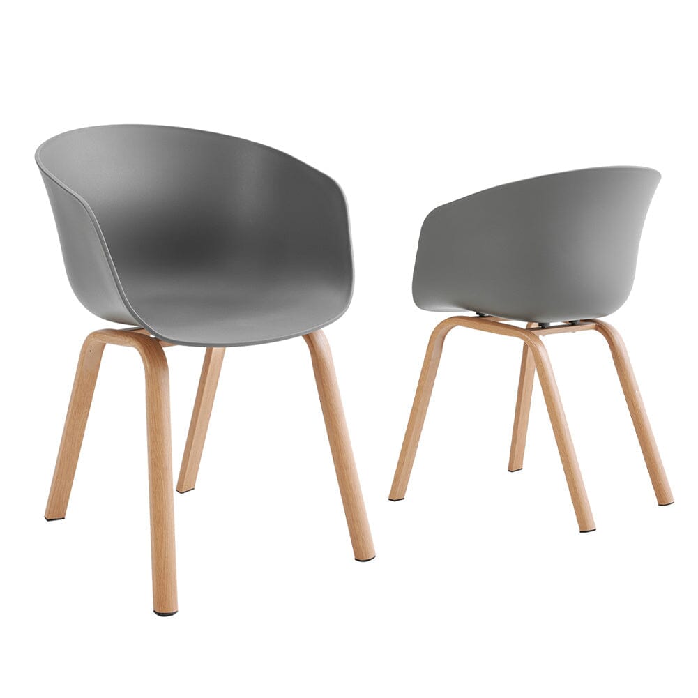Modern Gray Plastic Chair with Heat Transfer-Printed Legs, Set of Four