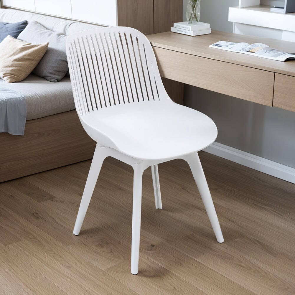 Classic White Plastic Chair, Set of Four, Durable and Lightweight