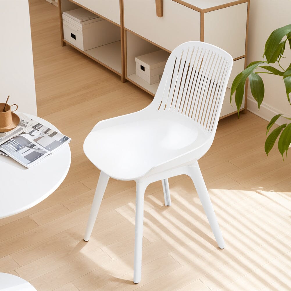 Classic White Plastic Chair, Set of Four, Durable and Lightweight