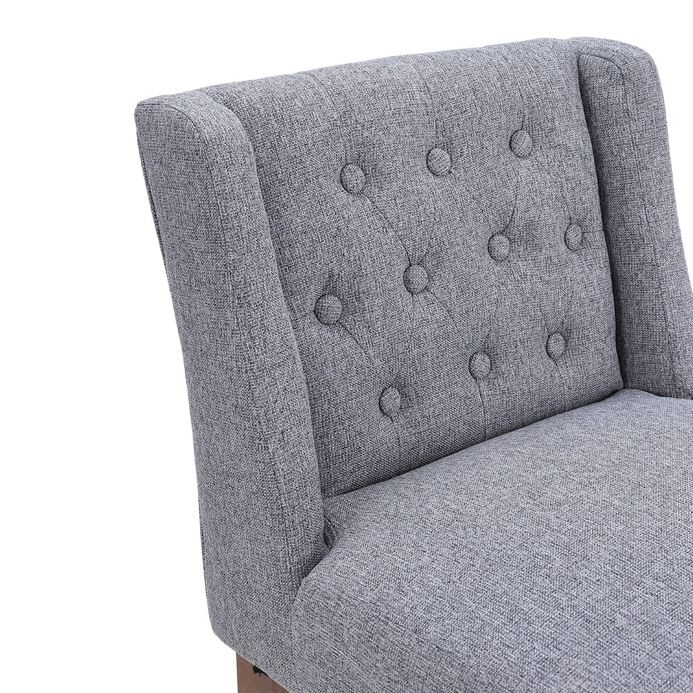 Set of 2 99cm Hight Bar Stools Linen Upholstered with Wood Legs