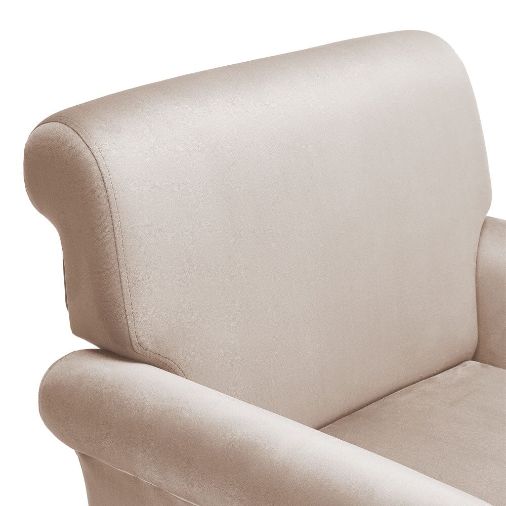 Contemporary Velvet upholstered Armchair with Casters