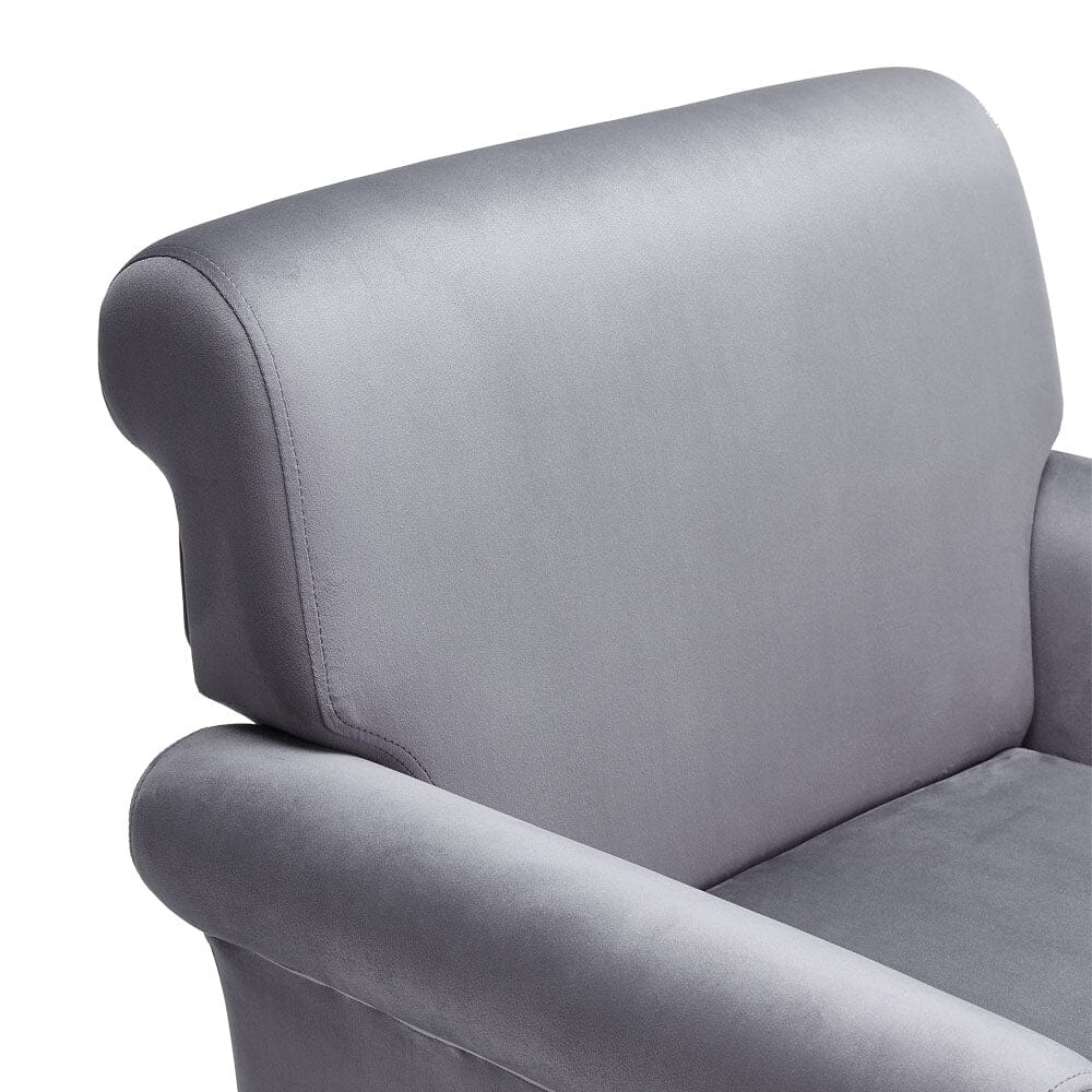 Contemporary Velvet upholstered Armchair with Casters