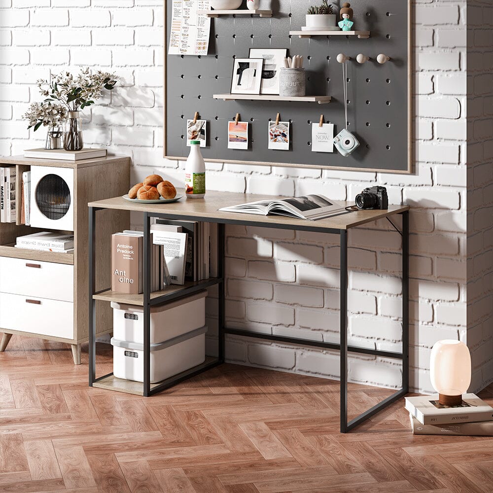 Wooden Office Study Desk with Shelves