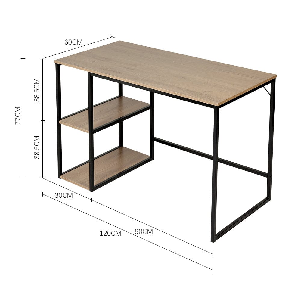 Wooden Office Study Desk with Shelves