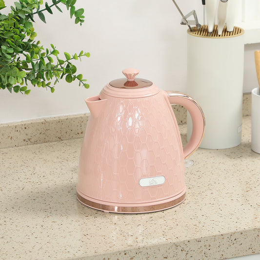 HOMCOM 3kW Rapid Boil Honeycomb Kettle - Light Pink