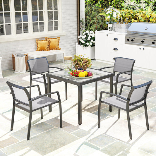 Outsunny Five-Piece Outdoor Garden Dining Set - Grey