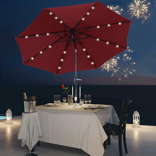 Outsunny Garden 24 LED Light Parasol in Wine Red, image 2