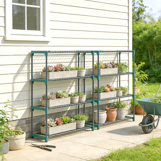 Outsunny 4-Tier Plant Stand Indoor Outdoor in Green, image 2
