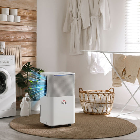 HOMCOM 10L/Day 2000ML Portable Quiet Dehumidifier in White, image 2