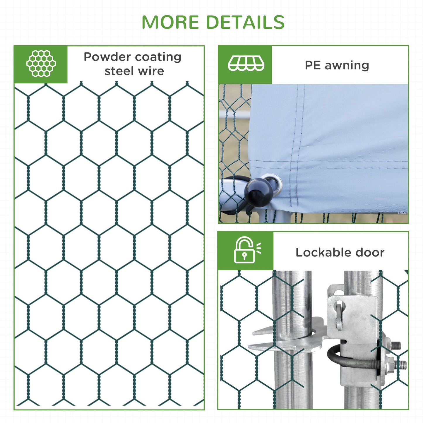 PawHut Large Chicken Coop, Galvanised Walk In Chicken Coop Hen House w/ Water-Resist Cover, 3 x 1.7 x 1.9m