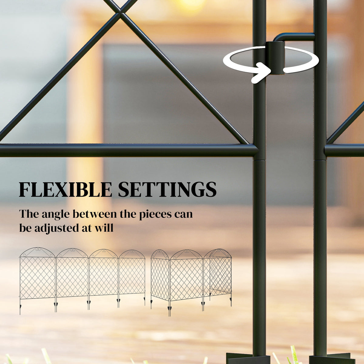 Outsunny Decorative Garden Fencing, 56in x 11.5ft Outdoor Picket Fence Panels, 4PCs Rustproof Steel Wire Landscape Flower Bed Border Edging, Gentle Swirls