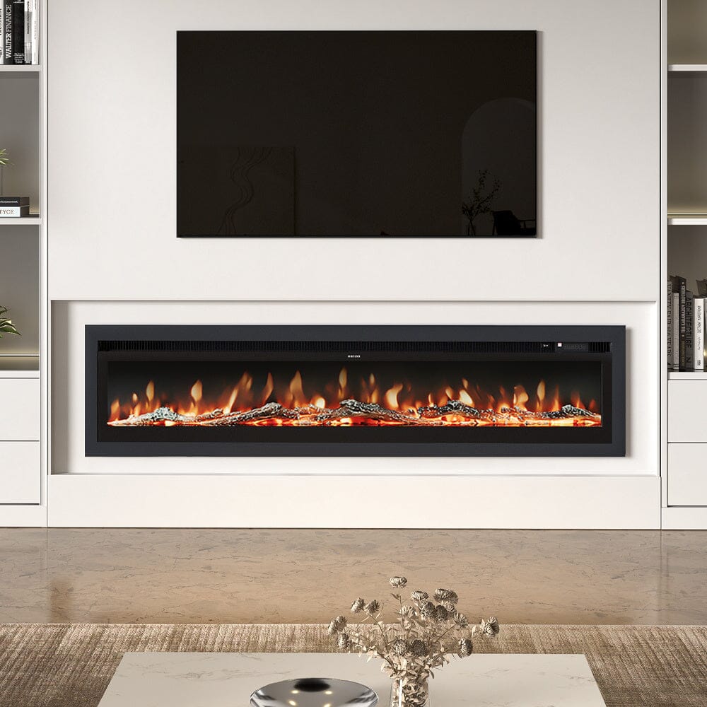 40/50/60/70/80 Inch Electric Fireplace 9 Colour LED Flame Effect Heater With Remote Control
