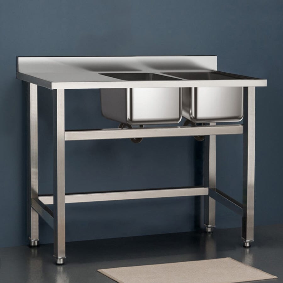 4ft Stainless Steel Kitchen Commercial 3-compartment Sink with Drainboard