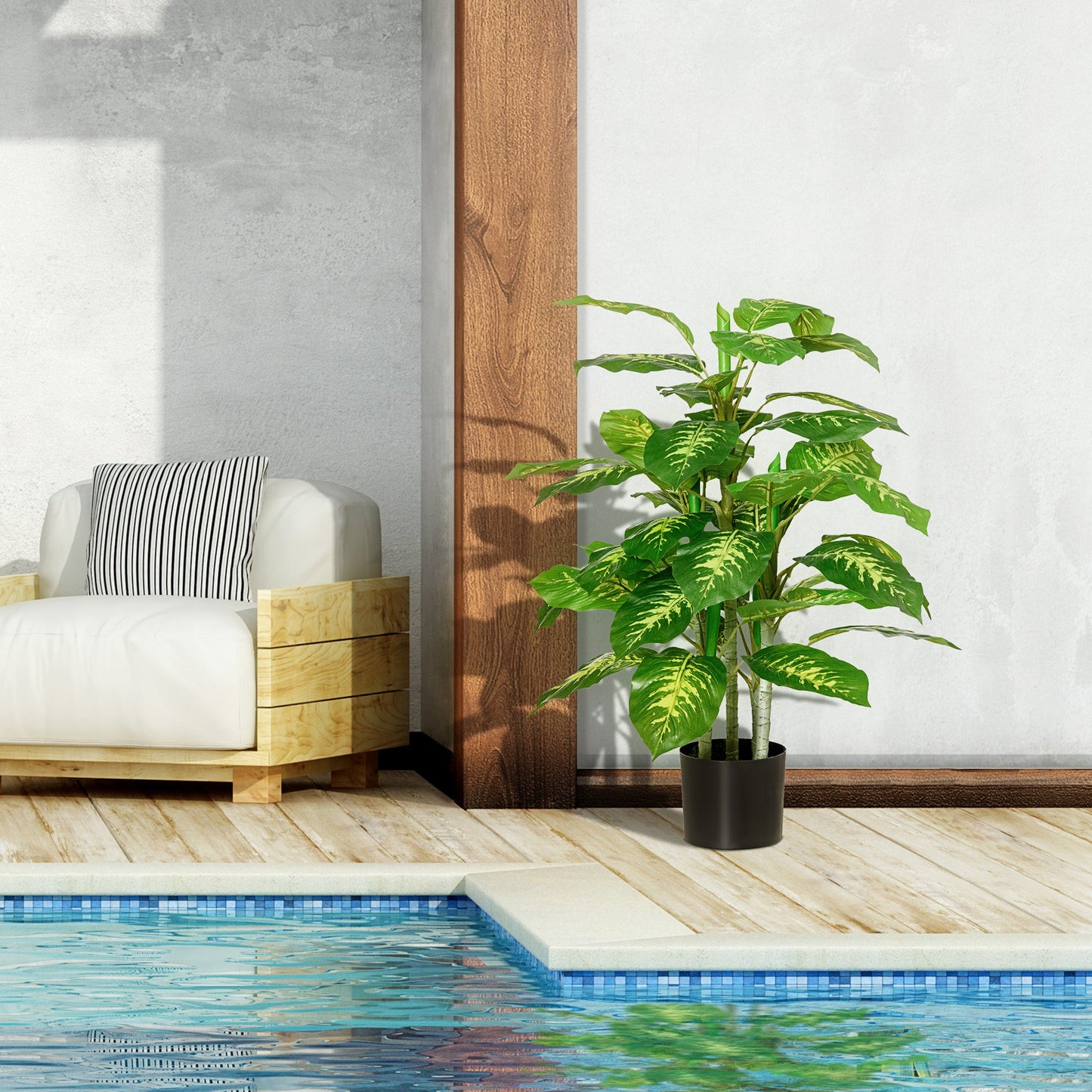 HOMCOM Artificial Evergreen Tree Fake Decorative Plant in Nursery Pot for Indoor Outdoor DŽcor, 95cm
