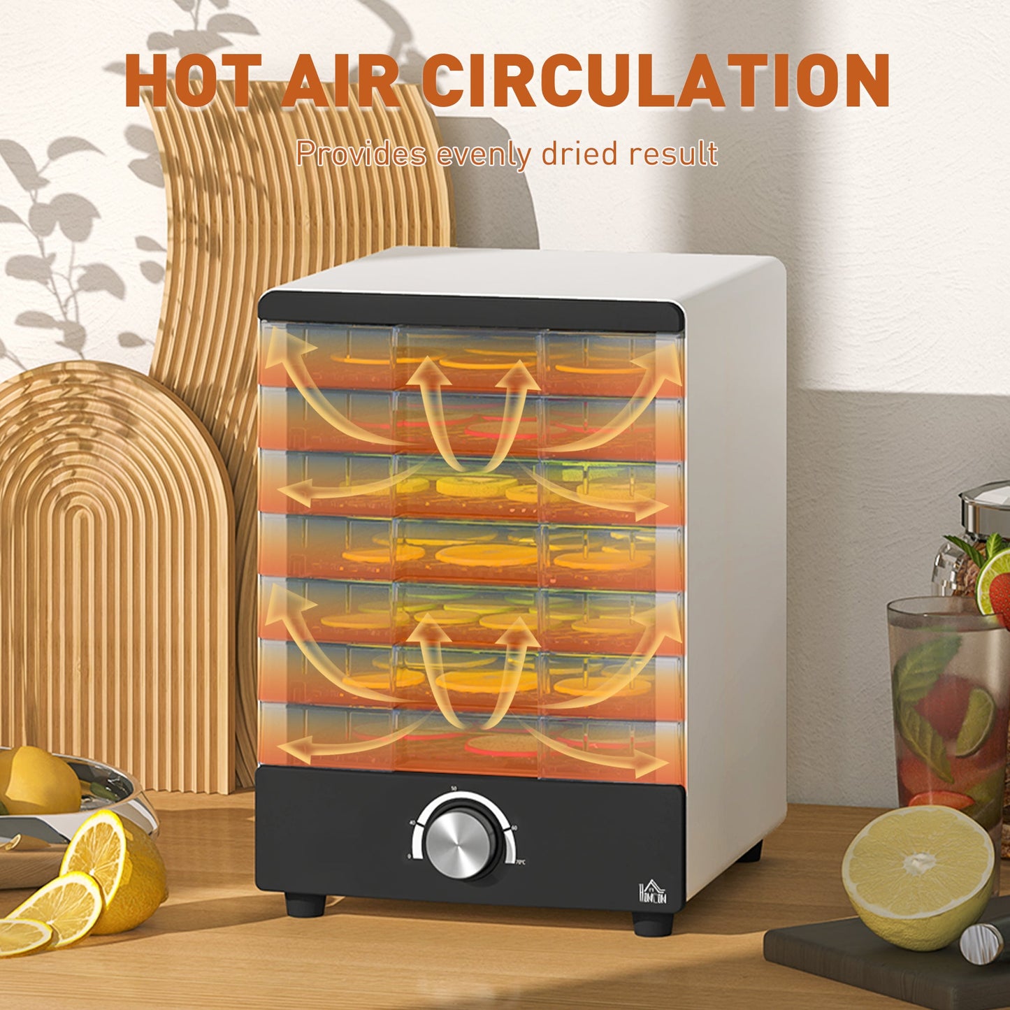 HOMCOM Seven Tray, Food Dehydrator - White