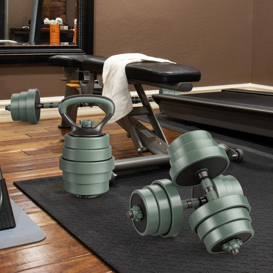 Adjustable Weight Dumbbell Set with Connector and Dumbbells-Black