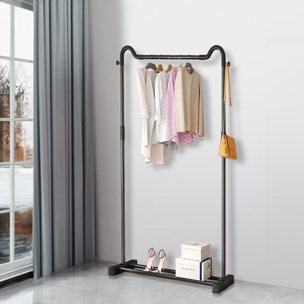Freestanding Black Metal Garment Rack