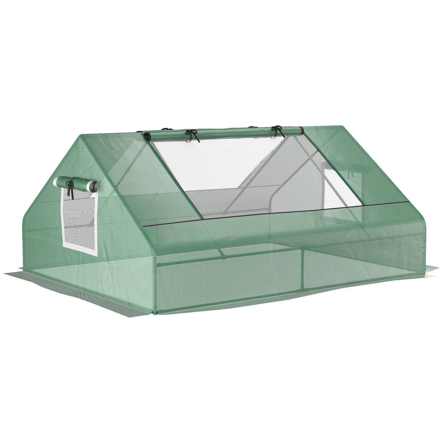 Outsunny Mini Greenhouse, przenośna mała szklarnia ogrodowa z zapinanymi na zamek oknami i drzwiami, 180 x 140 x 80 cm, ciemnozielona