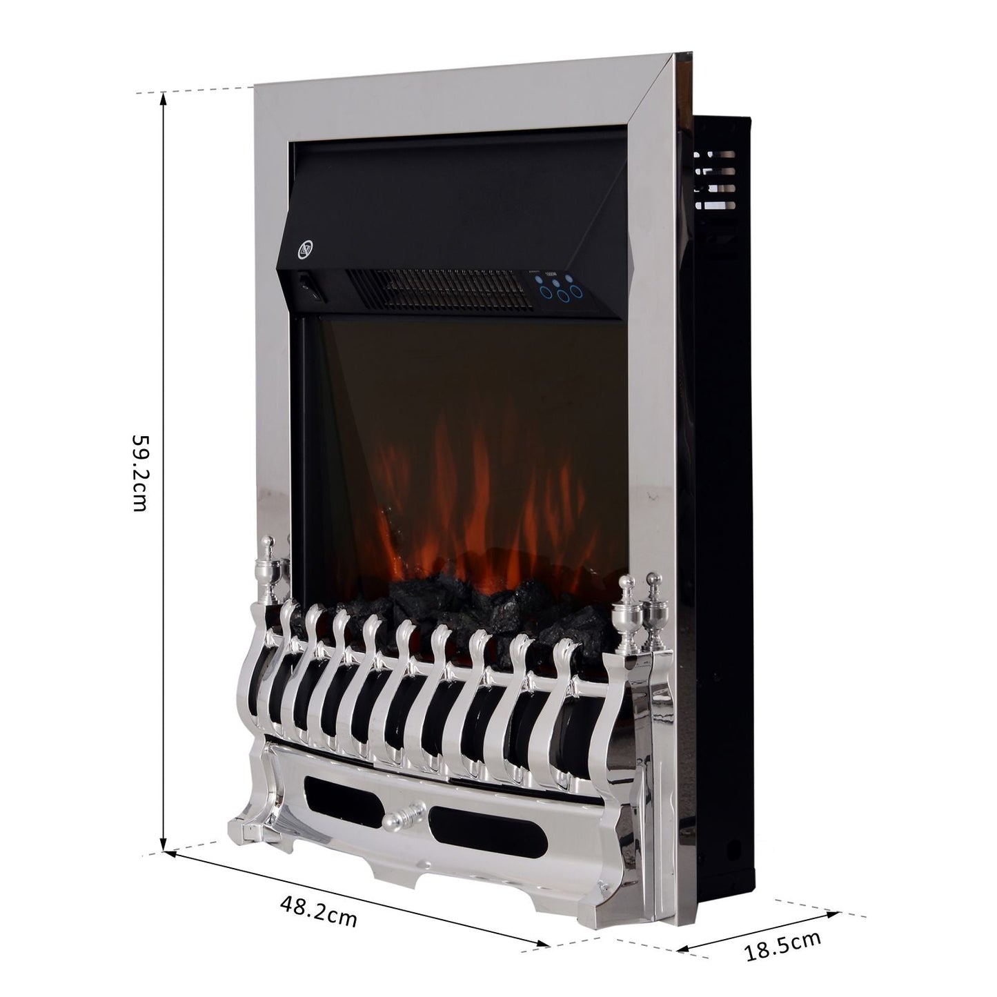 HOMCOM Contemporary Electric Fireplace Coal Burning Flame Effect Inset Fire Place Space Heater Glass View LED Lighting with Remote Control, 1000W/2000W