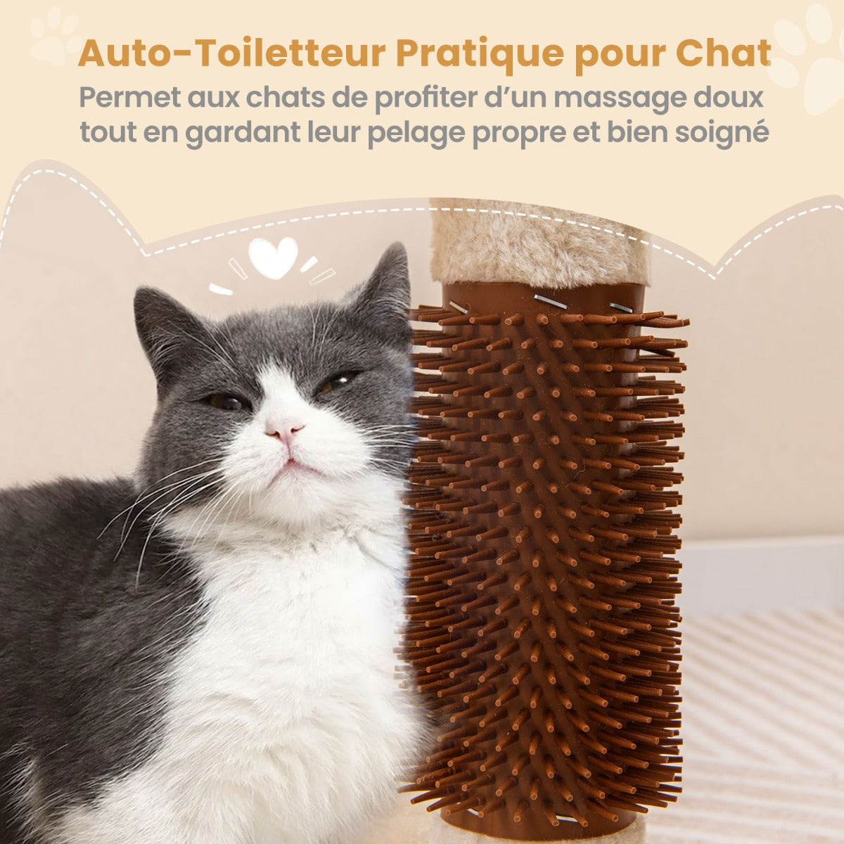 Small scratching post cat tree with hammock & bed & sisal posts & cat brush beige 40 x 30 x 72 cm