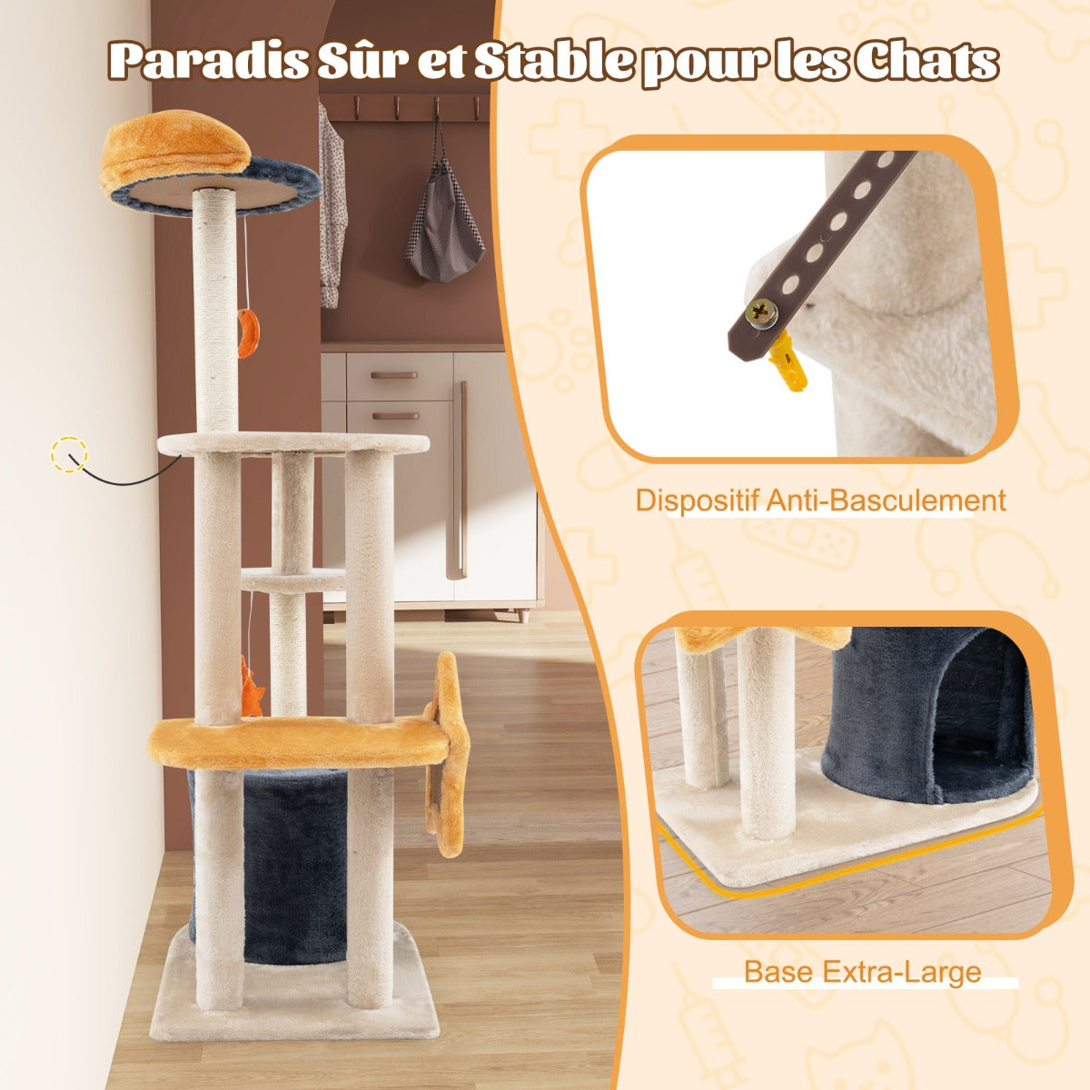 128cm Multi-level Cute Cat Tree for Indoor Cats