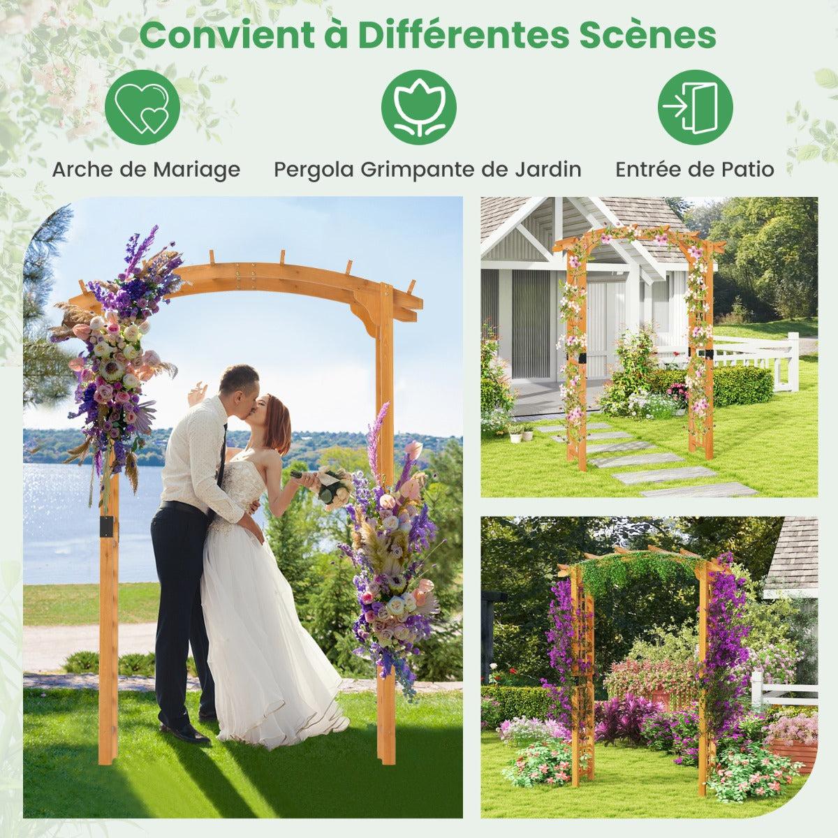 Wooden rose arch garden arch archway with roof trellis trellis arch orange L
