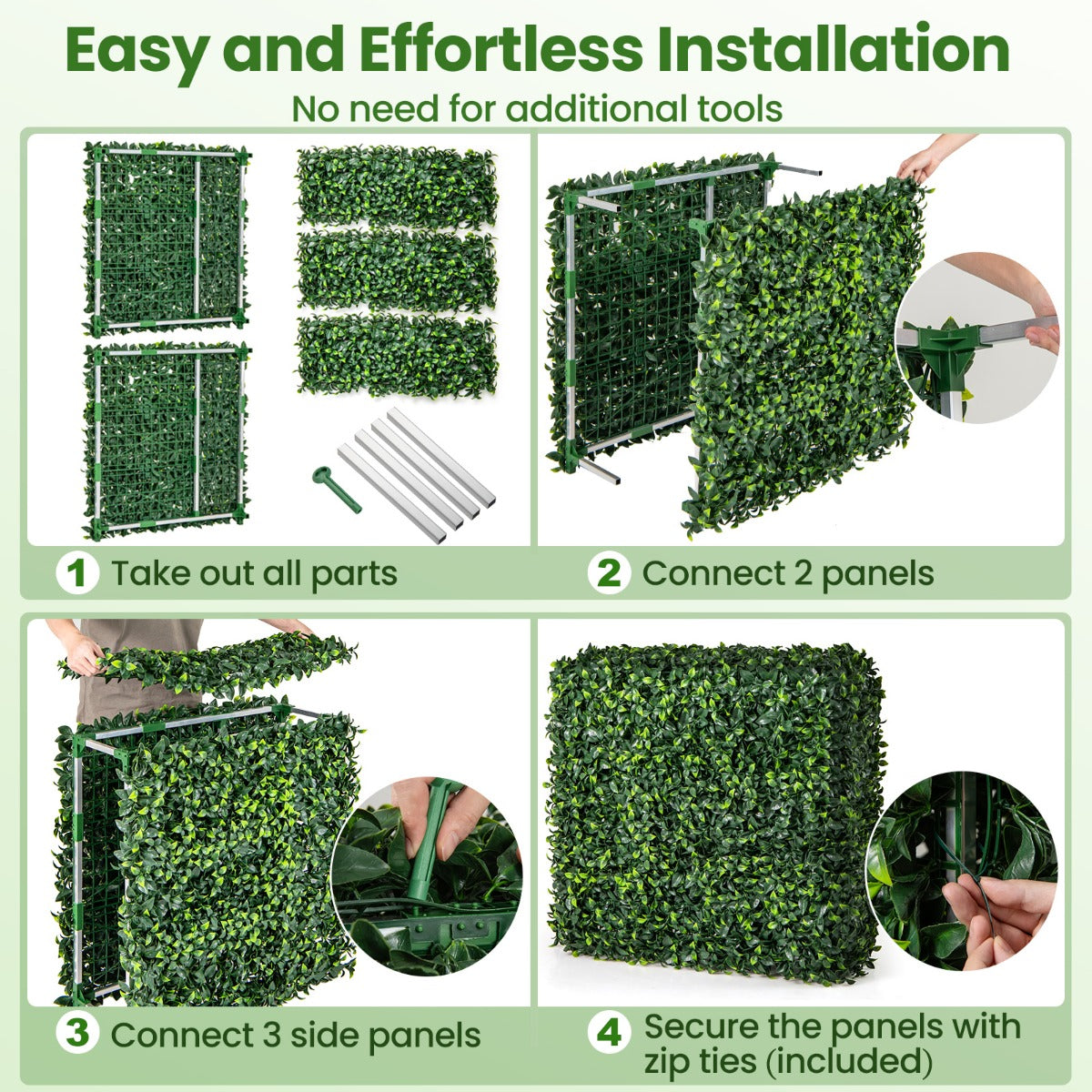 Artificial Plant Wall with Realistic Gardenia Leaves and Aluminum Tubes